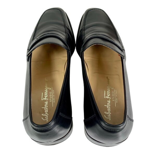 Salvatore Ferragamo Studio Mens Black Leather Penny Loafers 9.5D w/ Box Italian main image 11